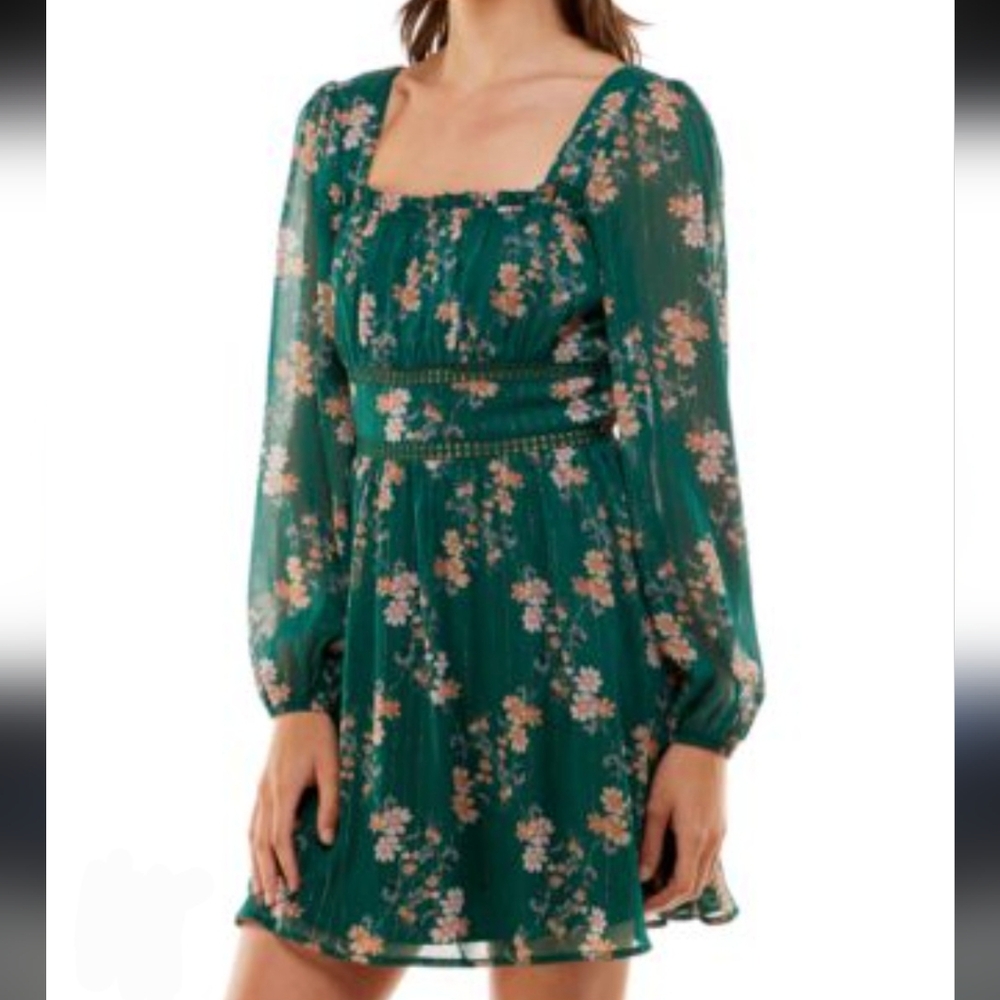 Trixxi Blue Floral Tie Front Blouse